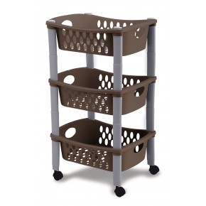 Carrello Frutta Rosso Cucina Carrellino di Servizio in Plastica 3 Cassetti Ruote