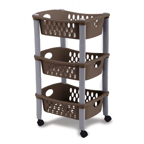 Carrello Frutta Rosso Cucina Carrellino di Servizio in Plastica 3 Cassetti Ruote