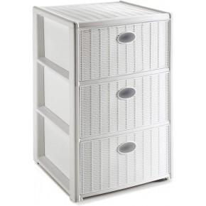 Cassettiera con 3 Cassetti Mobile Bianco in Plastica con Ruote da Interno