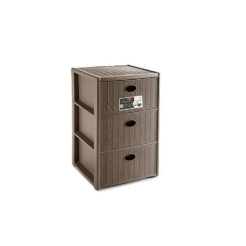 Cassettiera Tortora con 3 Cassetti in Plastica con Ruote Mobile da Interno