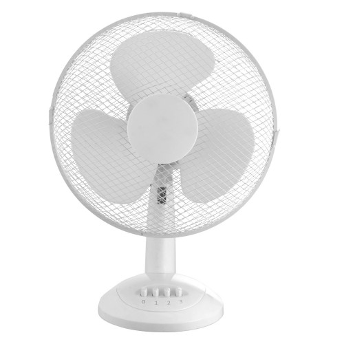 Ventilatore da Tavolo 30cm 3 Velocità e Oscillazione Orizzontale Bianco