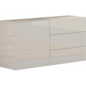Credenza 110 cm Mobile con 3 Cassetti e 1 Ante Madia Bianco Lucido 2