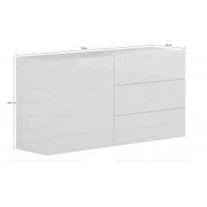 Credenza Antracite Lucida 110 cm Mobile Madia con 3 Cassetti e 1 Ante 2