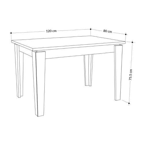 Tavolo da Pranzo Antracite 120x80 Allungabile 160x80 Moderno Rettangolare