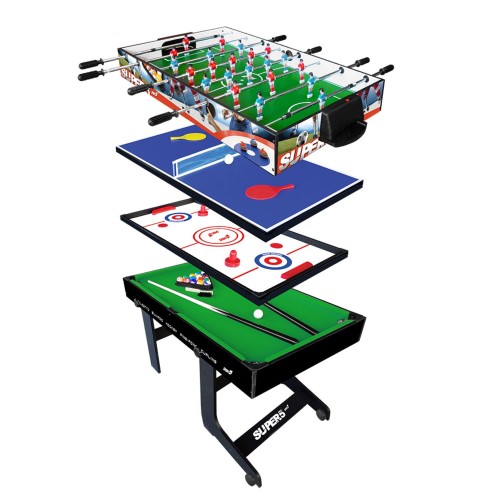 Tavolo Richiudibile 5in1 Biliardino Ping Pong Hockey Curling Biliardo