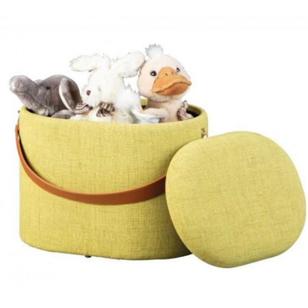 Pouff Tondo Giallo Verde Contenitore Puff Portaoggetti con Maniglia