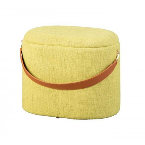 Pouff Tondo Giallo Verde Contenitore Puff Portaoggetti con Maniglia