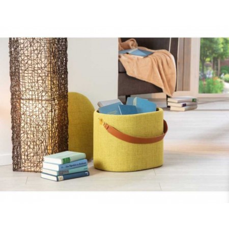 Pouff Tondo Giallo Verde Contenitore Puff Portaoggetti con Maniglia