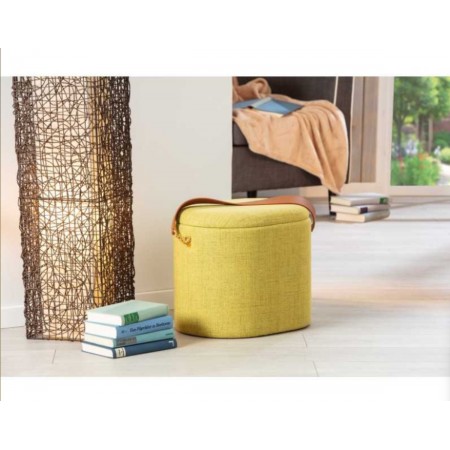 Pouff Tondo Giallo Verde Contenitore Puff Portaoggetti con Maniglia
