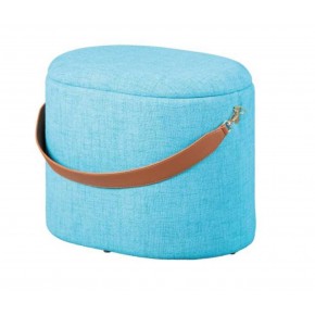 Pouff con Maniglia Contenitore Azzurro Tondo Puff Portaoggetti da Salotto