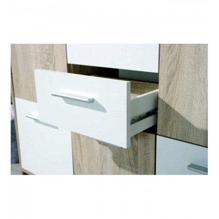 Buffet Mobile Moderno Bianco e Rovere con Ante Cassetti da Salotto
