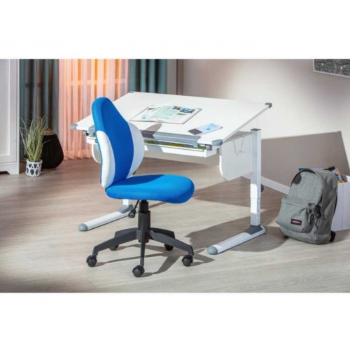 Poltrona Colorata Blu Sedia Cameretta Regolabile e Girevole con Ruote