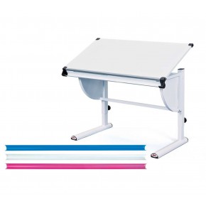 Kit Scrivania Blu Tavolo da Disegno Inclinabile in Legno Pino Cameretta Bambino