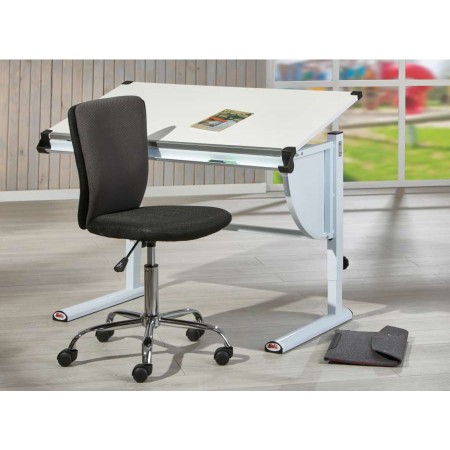 Kit Scrivania Blu Tavolo da Disegno Inclinabile in Legno Pino Cameretta Bambino