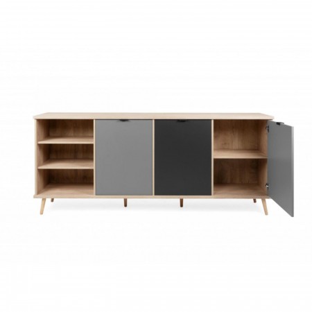 Madia a 3 Ante e Scaffali 210 cm Credenza Porta Tv Mobile da Salotto