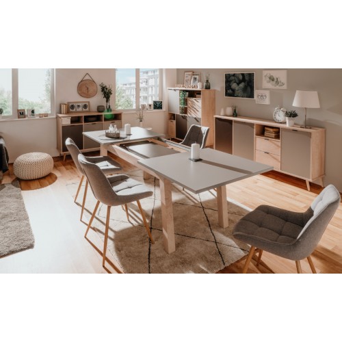 Tavolo da Pranzo Allungabile Rovere Grigio Rettangolare 2 Prolunghe