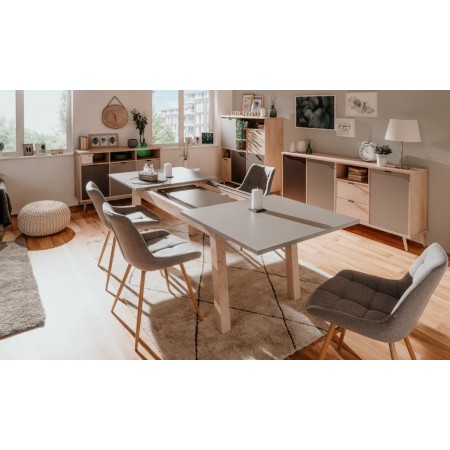 Tavolo da Pranzo Allungabile Rovere Grigio Rettangolare 2 Prolunghe