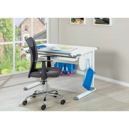 Kit Scrivania Blu Tavolo da Disegno Inclinabile in Legno Pino Cameretta Bambino