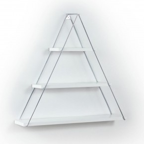 Scaffale Triangolare Bianco a Muro con 3 Ripiani Mensola Acciaio e Legno 2