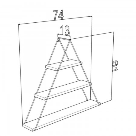 Mensola Triangolare Acciaio e Legno Nero Scaffale a Muro con 3 Ripiani