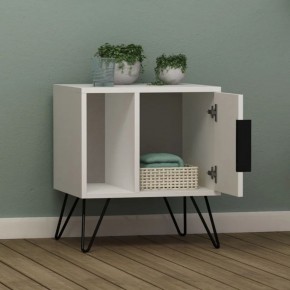 Comodino con Anta e Vano Salvaspazio per Camera da Letto Bianco Moderno 2