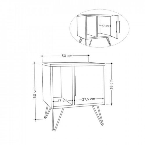 Comodino con Anta e Vano Salvaspazio per Camera da Letto Bianco Moderno