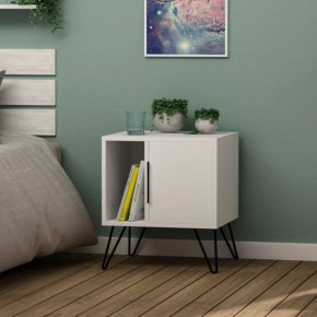 Comodino con Anta e Vano Salvaspazio per Camera da Letto Bianco Moderno