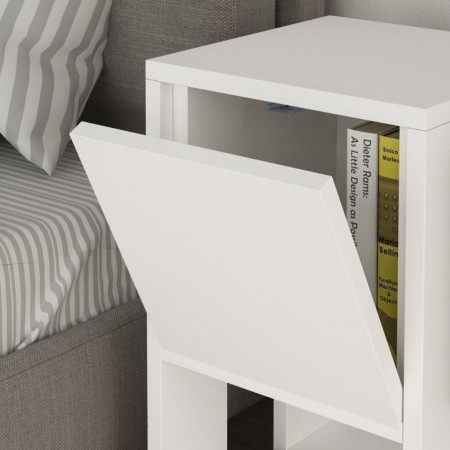 Comodino con Anta a Ribalta e Ripiano Bianco per Camera da Letto