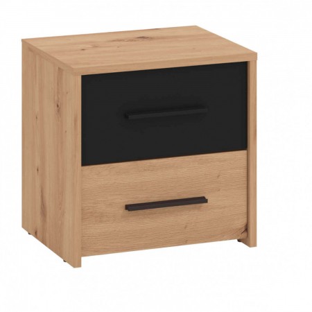 Comodino con 2 Cassetti per Camera da Letto Mobile in Legno Bicolore