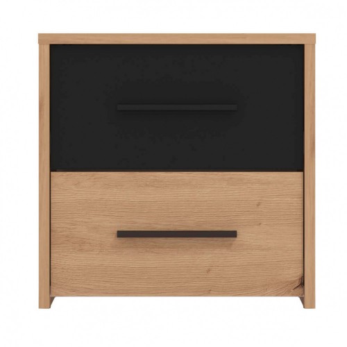 Comodino con 2 Cassetti per Camera da Letto Mobile in Legno Bicolore