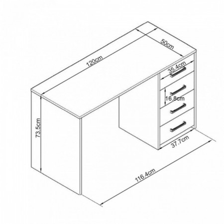 Scrivania Porta Pc per Ufficio Cameretta con Cassettiera in Legno Olmo