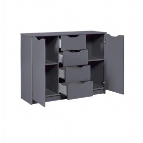 Credenza Mobile Grigio con 2 Ante e 4 Cassetti Madia da Cucina o Salone 2