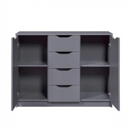 Credenza Mobile Grigio con 2 Ante e 4 Cassetti Madia da Cucina o Salone