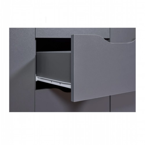 Credenza Mobile Grigio con 2 Ante e 4 Cassetti Madia da Cucina o Salone