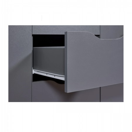 Credenza Mobile Grigio con 2 Ante e 4 Cassetti Madia da Cucina o Salone