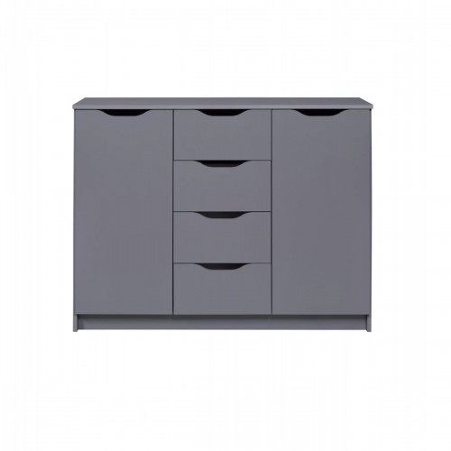 Credenza Mobile Grigio con 2 Ante e 4 Cassetti Madia da Cucina o Salone