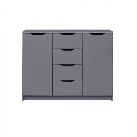 Credenza Mobile Grigio con 2 Ante e 4 Cassetti Madia da Cucina o Salone