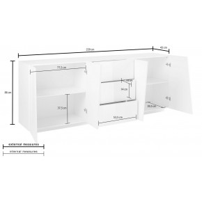 Credenza Orizzontale con 6 Cassetti Bianco Lucido per Soggiorno Madia 2