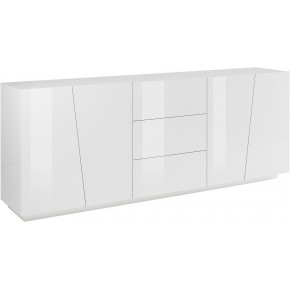 Credenza con 4 Ante e 3 Cassetti Bianco Lucido Madia per Soggiorno