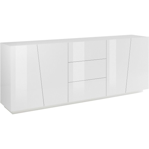 Credenza Orizzontale con 6 Cassetti Bianco Lucido per Soggiorno Madia