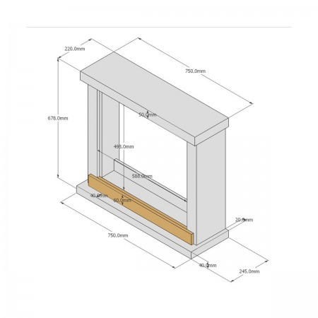 Cornice per Camino Elettrico Tagu Hagen Caminetto in Legno MDF Nero