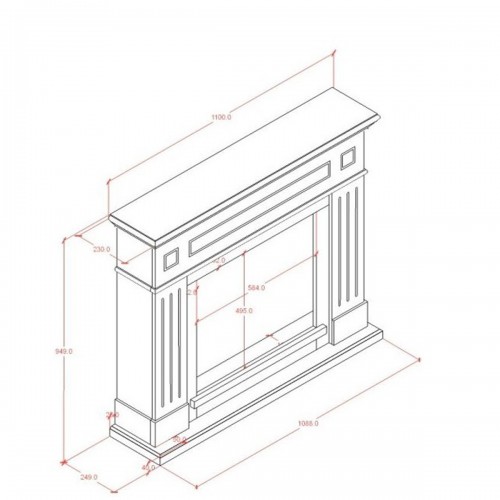 Cornice per Camino Elettrico in Legno MDF Grigio Tagu Larsen Caminetto
