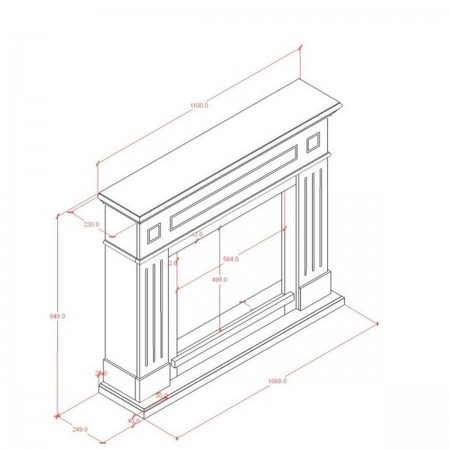 Cornice per Camino Elettrico in Legno MDF Grigio Tagu Larsen Caminetto