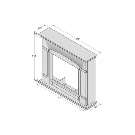 Cornice per Camino Elettrico Bianco in Legno MDF Caminetto Tagu Helmi