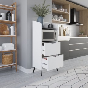 Mobile per Forno Microonde in Legno Bianco Multiuso con Cassetti da Cucina 2