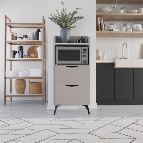 Mobile Multiuso da Cucina per Forno Microonde in Legno con Cassetti Mocha