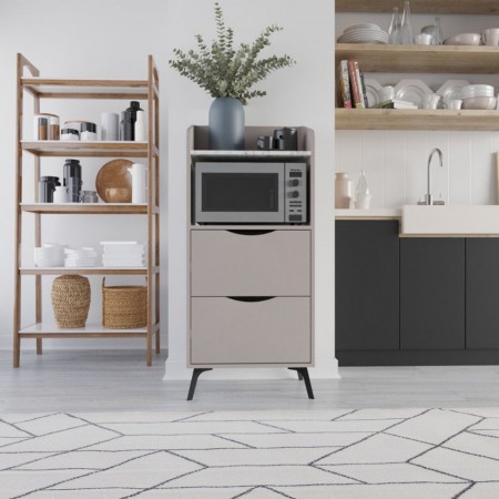 Mobile Multiuso da Cucina per Forno Microonde in Legno con Cassetti Mocha