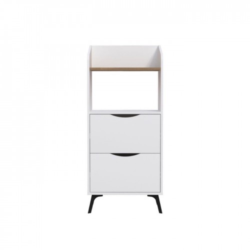 Mobiletto Porta Microonde Multiuso in Legno con Cassetti da Cucina Bianco