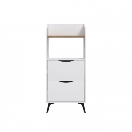 Mobiletto Porta Microonde Multiuso in Legno con Cassetti da Cucina Bianco
