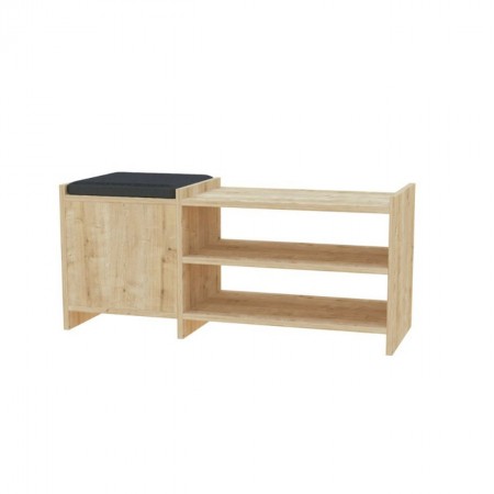 Panca Portascarpe con Cuscino Imbottito in Legno Mobile da Ingresso